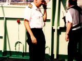 Captain Ross with the Pilot leaving Cape Town January 1998