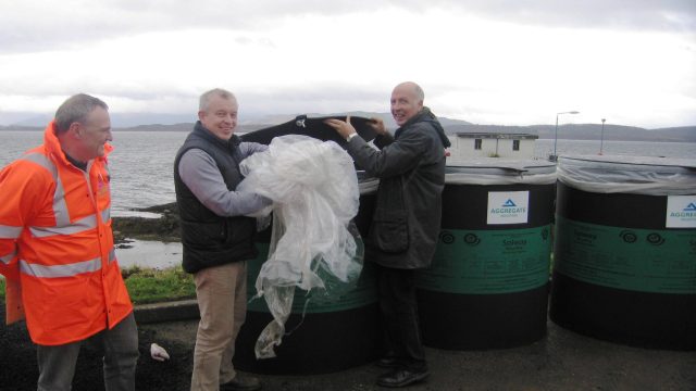 Demonstrating the agricultural waste bin