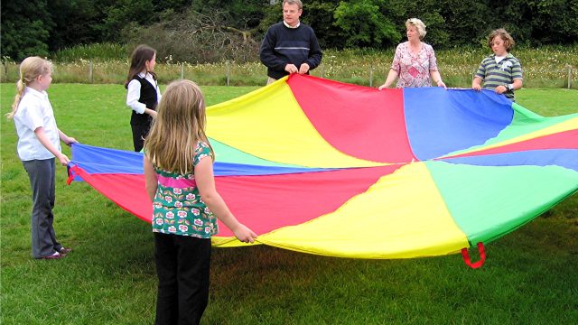 At the school talking to Eileen Carmichael