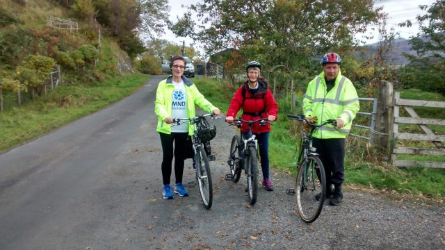 Pauline Dot and Stuart setting off