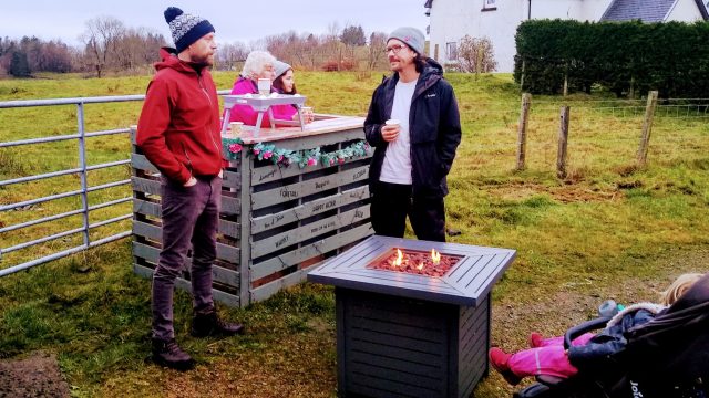Anne and Rachel MacCormick welcoming with mulled wine