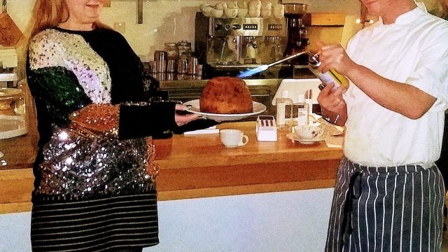 Lighting the pudding