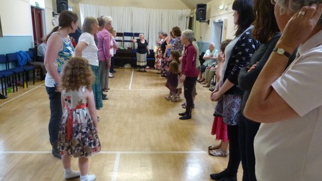 Anne Livingstone teaching country dancing Anne Livingstone teaching country dancing